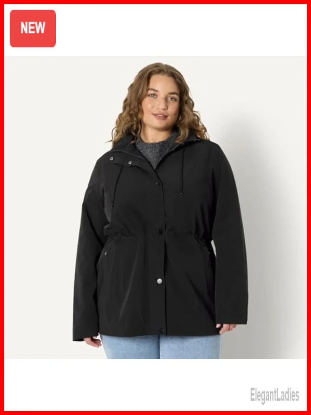 Women's Lightweight Waterproof Hooded Rain Jacket Relaxed Fit Long Sleeve Anorak